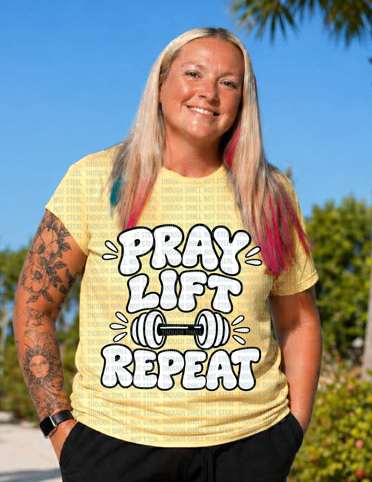 D-222 Pray Lift Repeat (Choose Color) tee