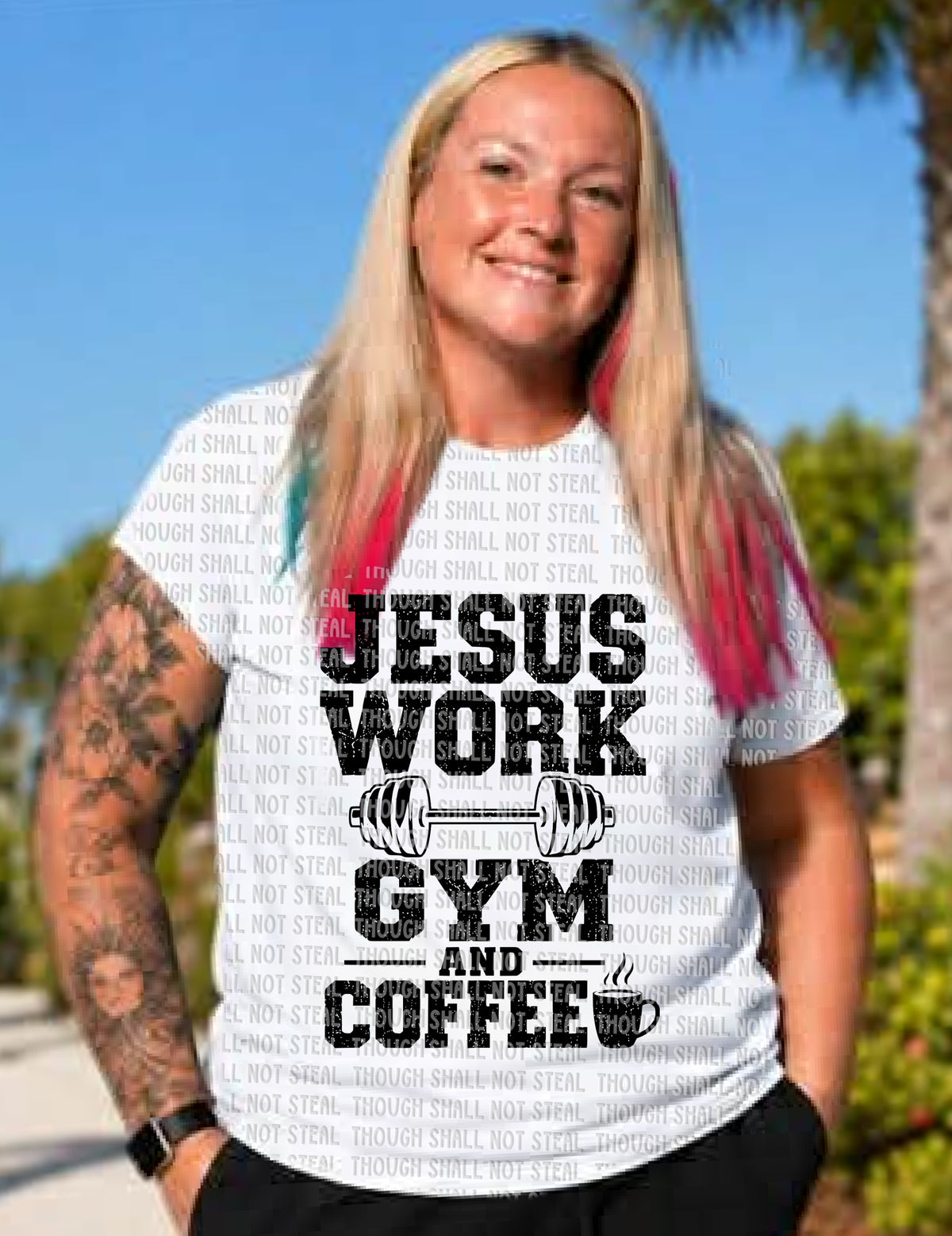 D-223 Jesus Work Gym Coffee (Choose Color) tee