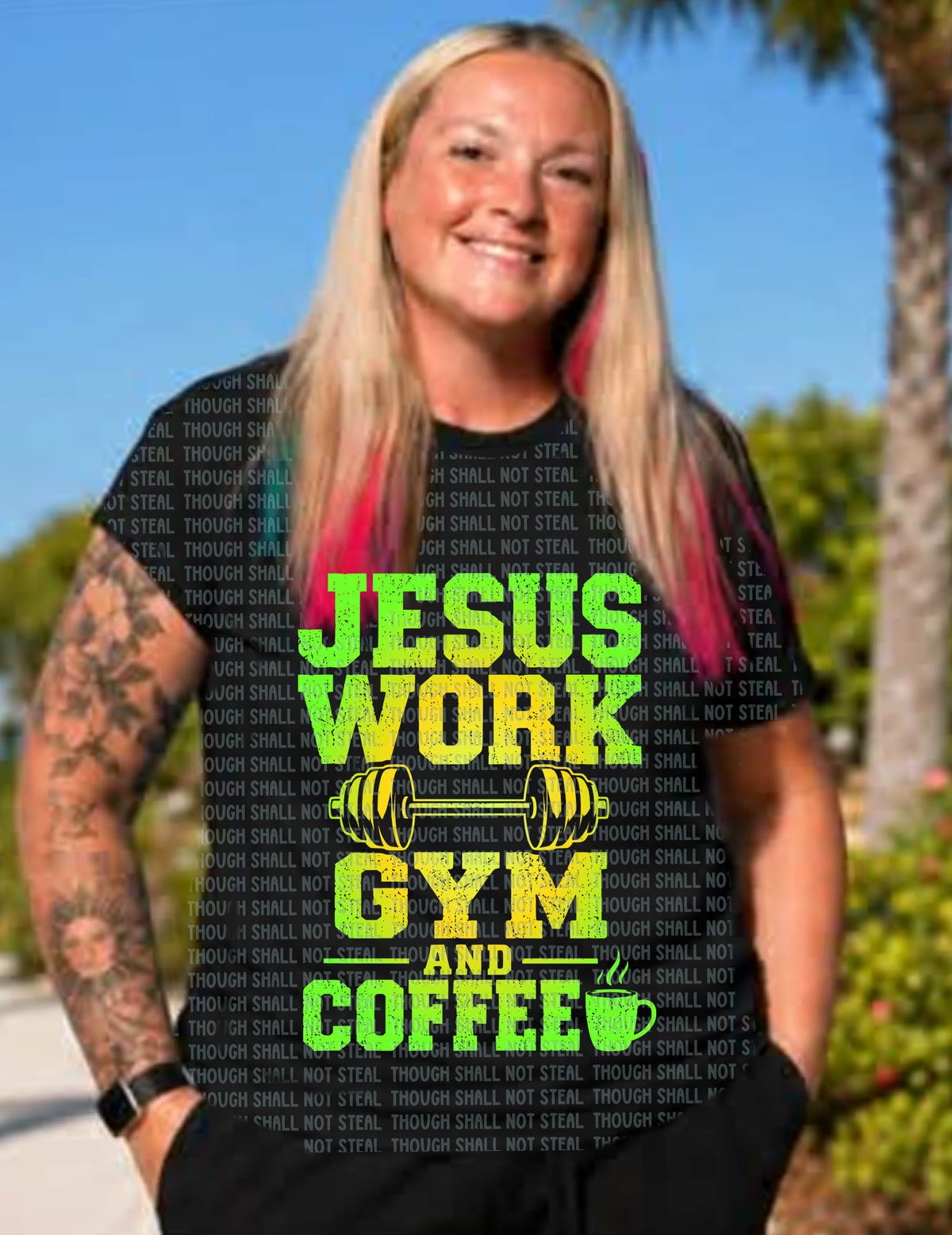D-223 Jesus Work Gym Coffee (Choose Color) tee