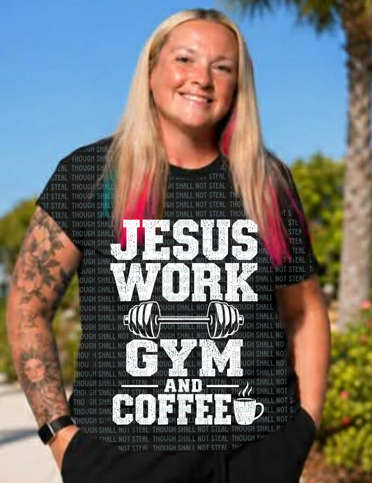 D-223 Jesus Work Gym Coffee (Choose Color) tee