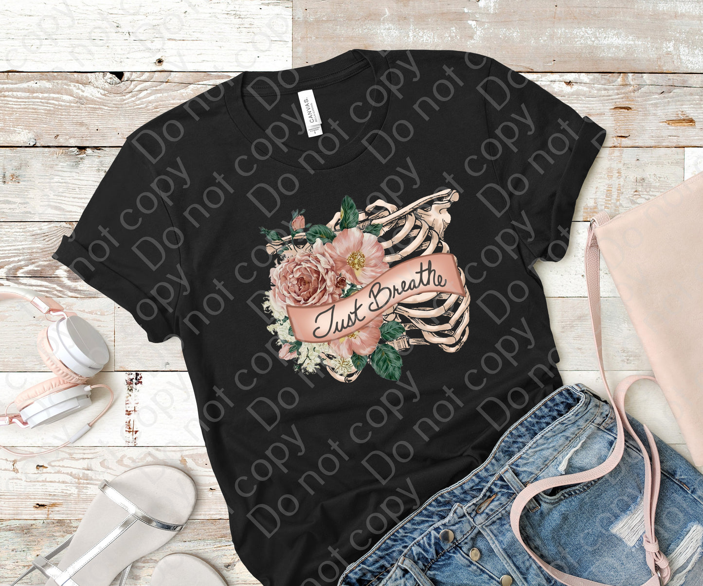 D-40 Just Breathe Floral Lungs Completed Tee