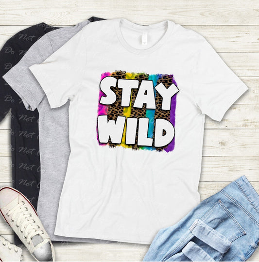 D-45 Stay Wild Rainbow Cheetah Tee