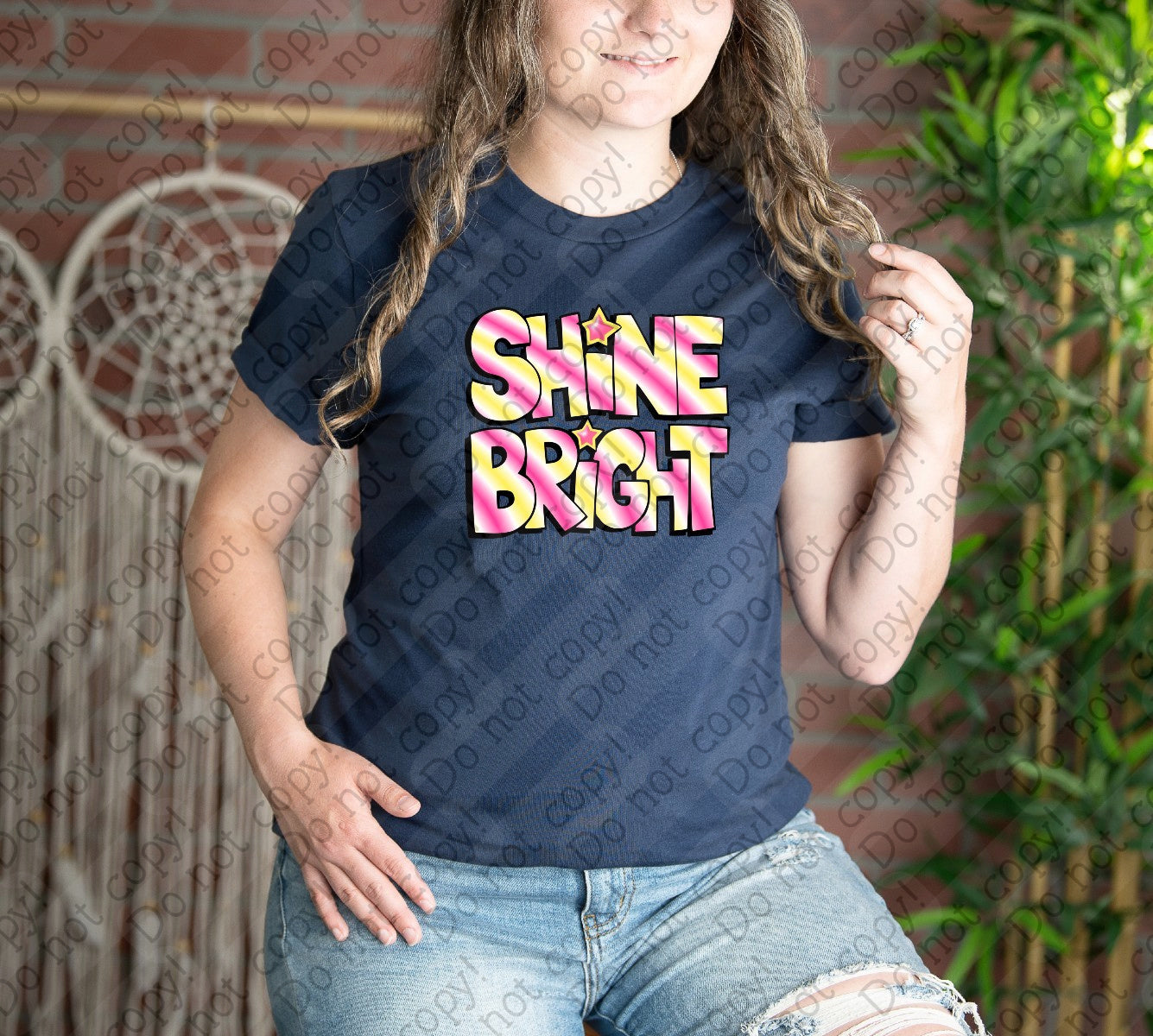 D-96 Shine Bright Pink and Yellow Design tee