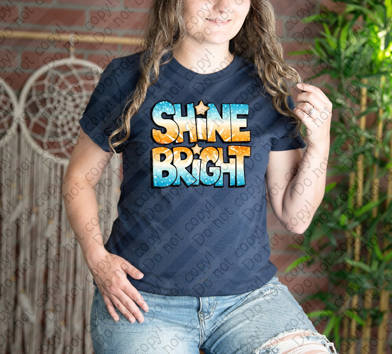 D-96 Shine Bright Blue and Orange Design tee