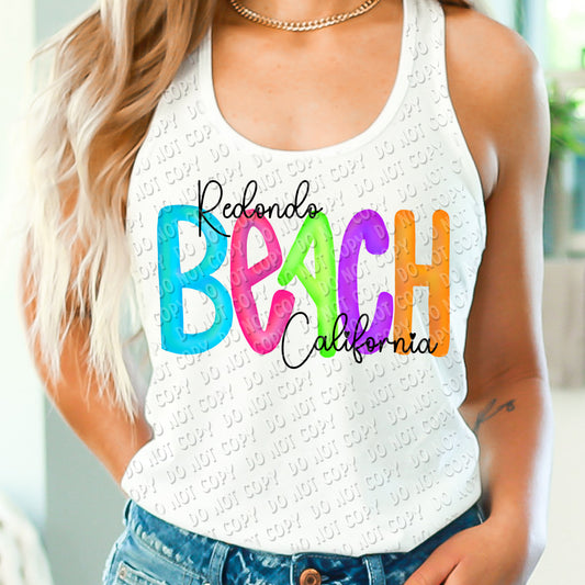H-106 Beach Colored Letters tee