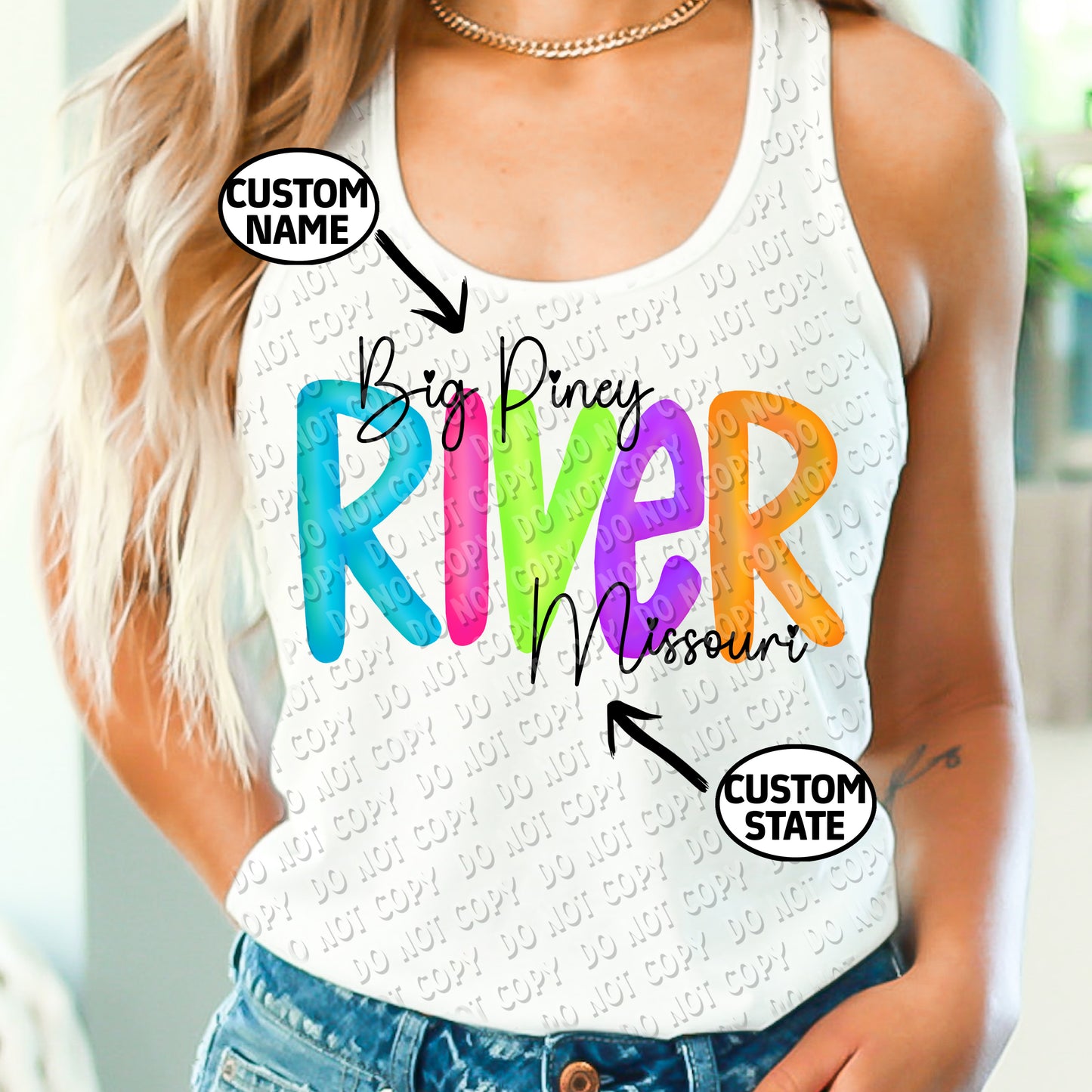H-111 Custom River Colored Letters tee