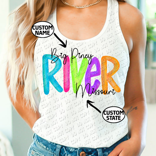 H-111 Custom River Colored Letters tee