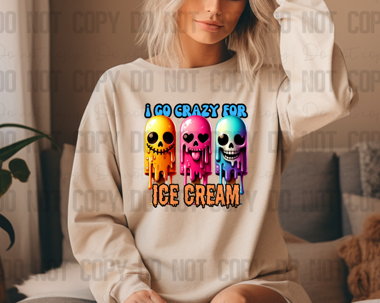 H-113 I Go Crazy For Icecream Skeletons Completed Tee