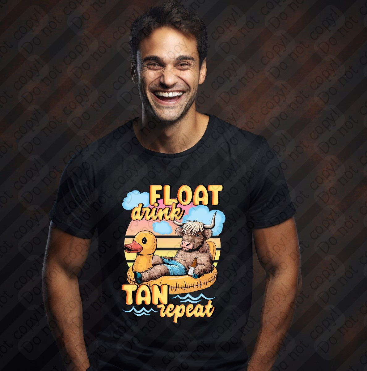 H-207 Float Drink Tan Repeat Tee