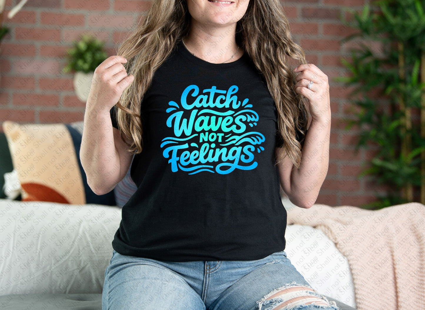 H-222 Catch waves not feelings tee