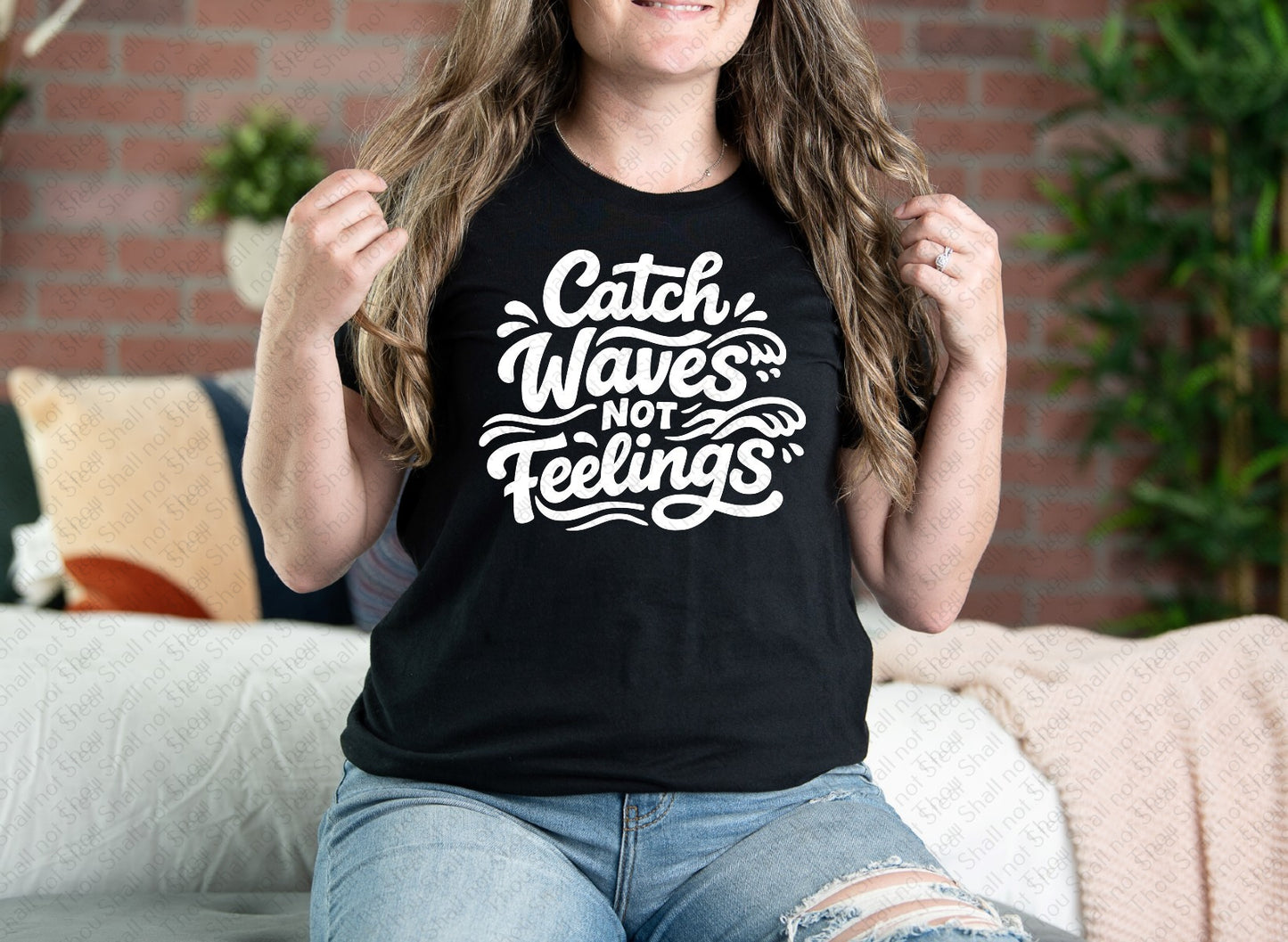 H-222 Catch waves not feelings tee