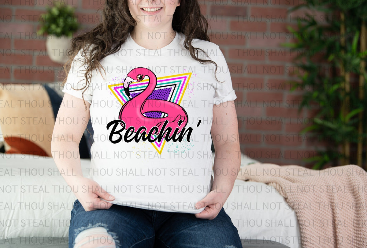 H-229 Beachin Flamingo tee