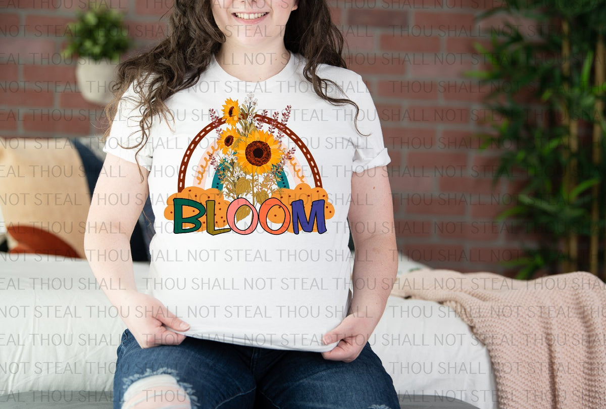 H-230 Bloom Rainbow and Sunflowers tee