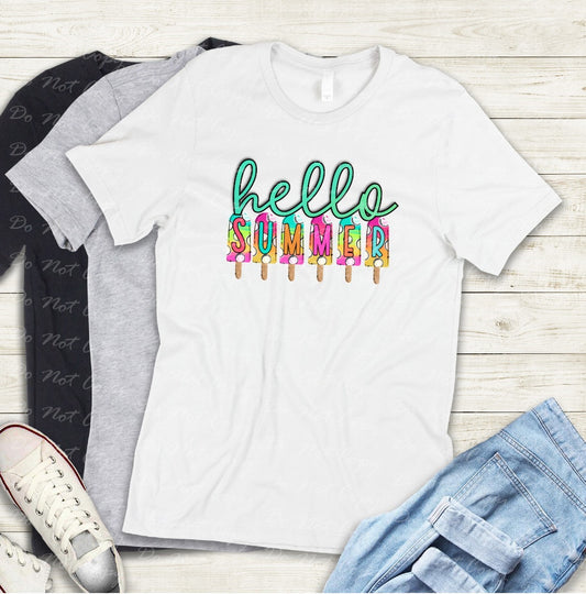 H-32 Hello Summer Popsicles Tee