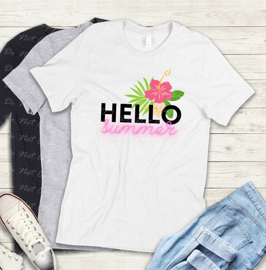 H-45 Hello Summer Hibiscus Tee