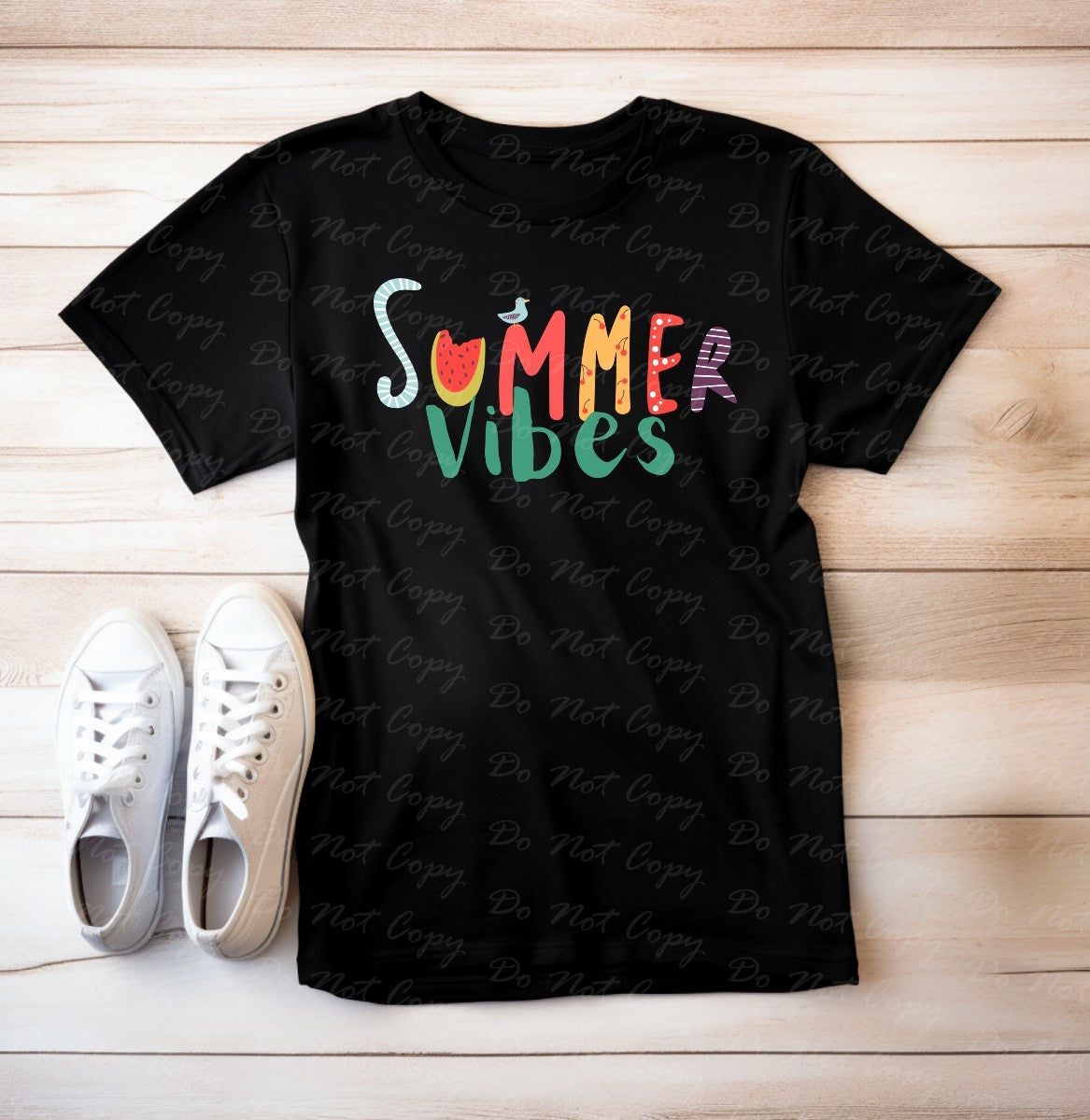 H-65 Summer Vibes Doodle Letters Tee