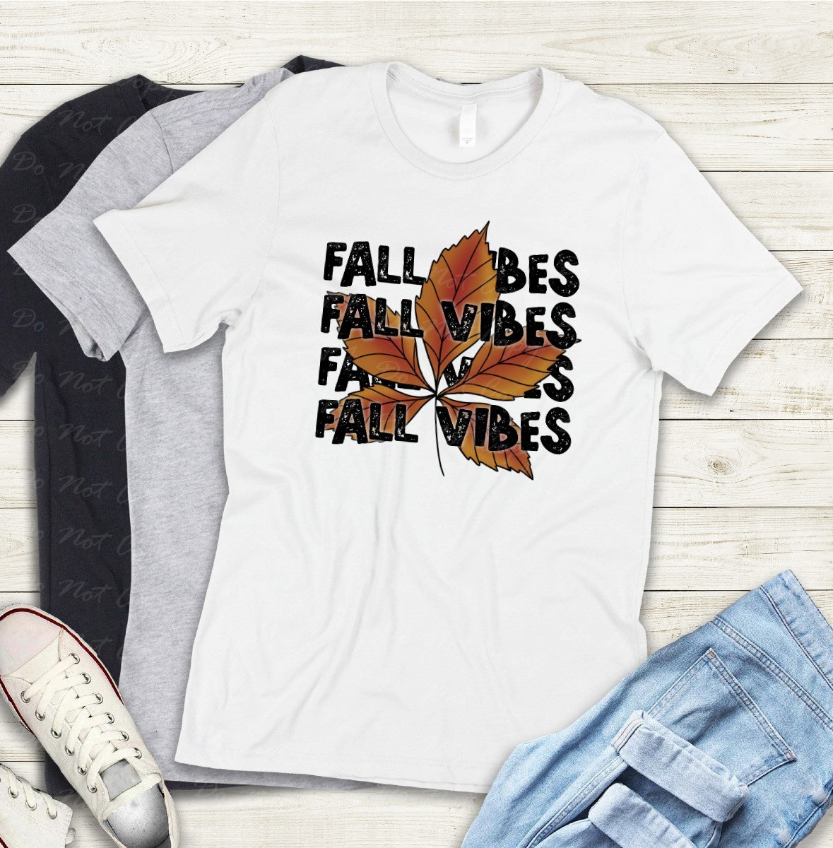 I-02 Black Fall Vibes Over Leaf Tee
