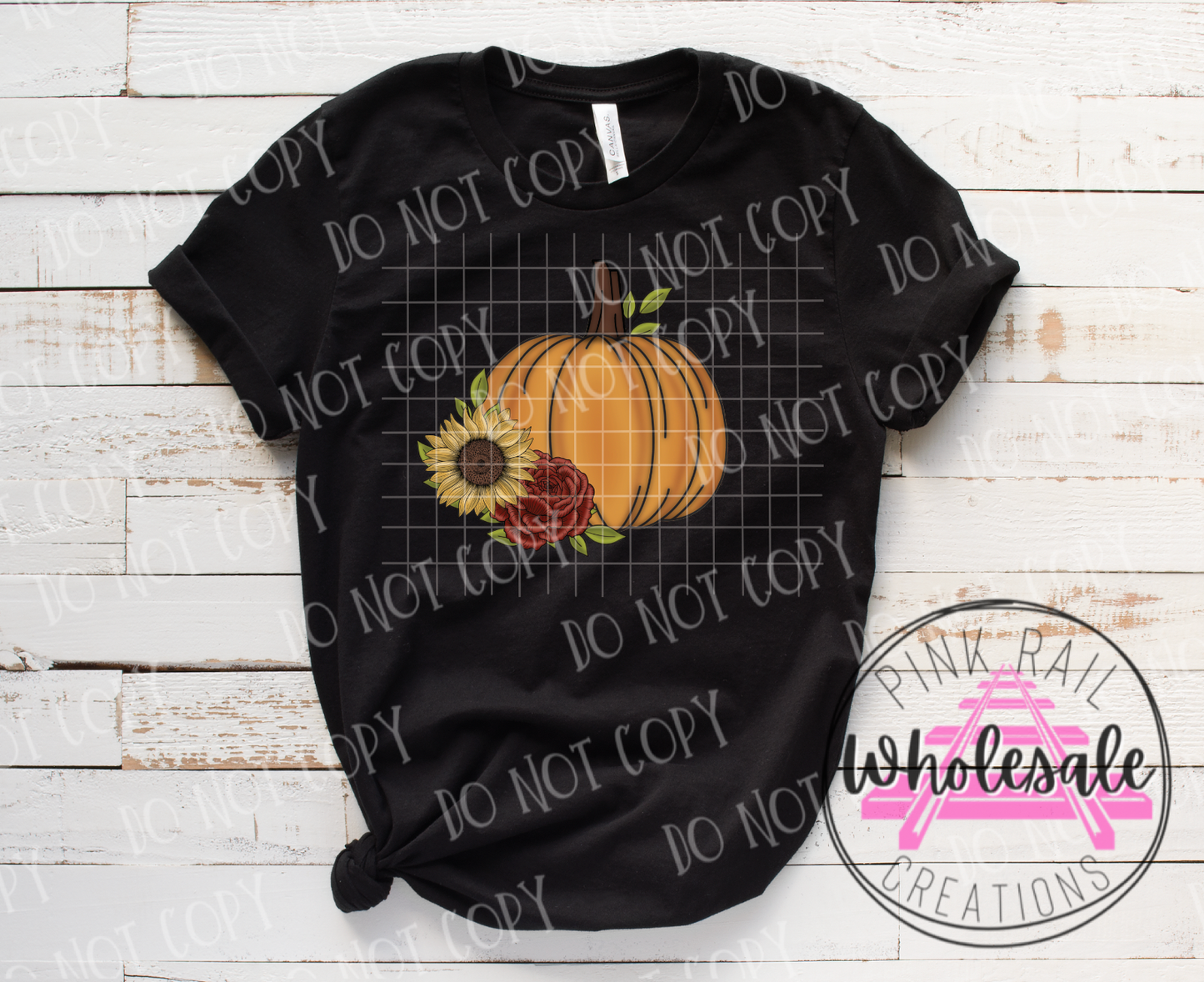 I-04 floral pumpkin fall Completed Tee