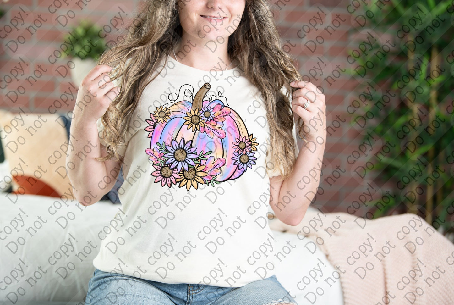 I-100 Floral Pastel Pumpkin tee