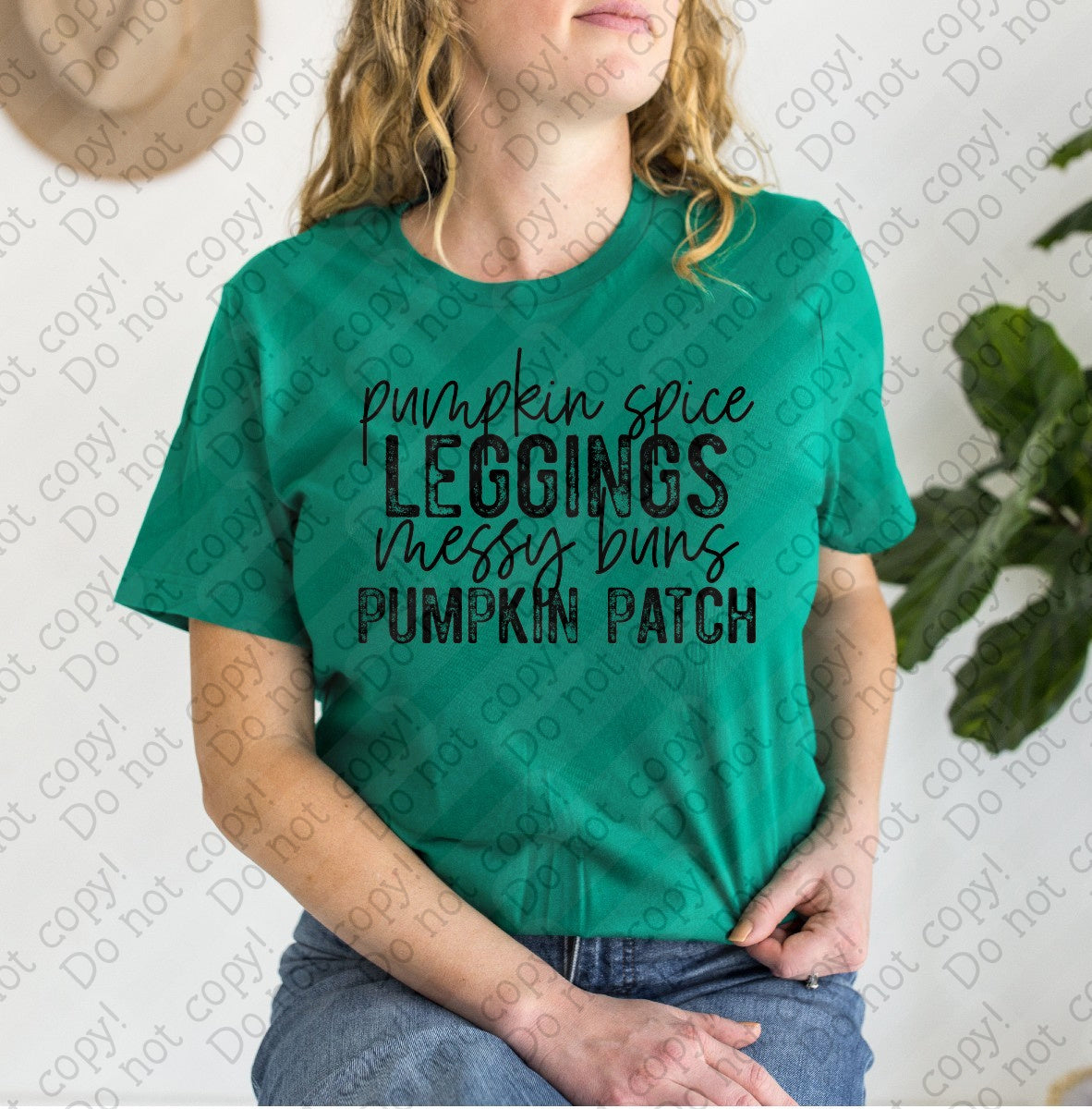 I-108 Pumpkin Spice Leggings Messy Buns tee