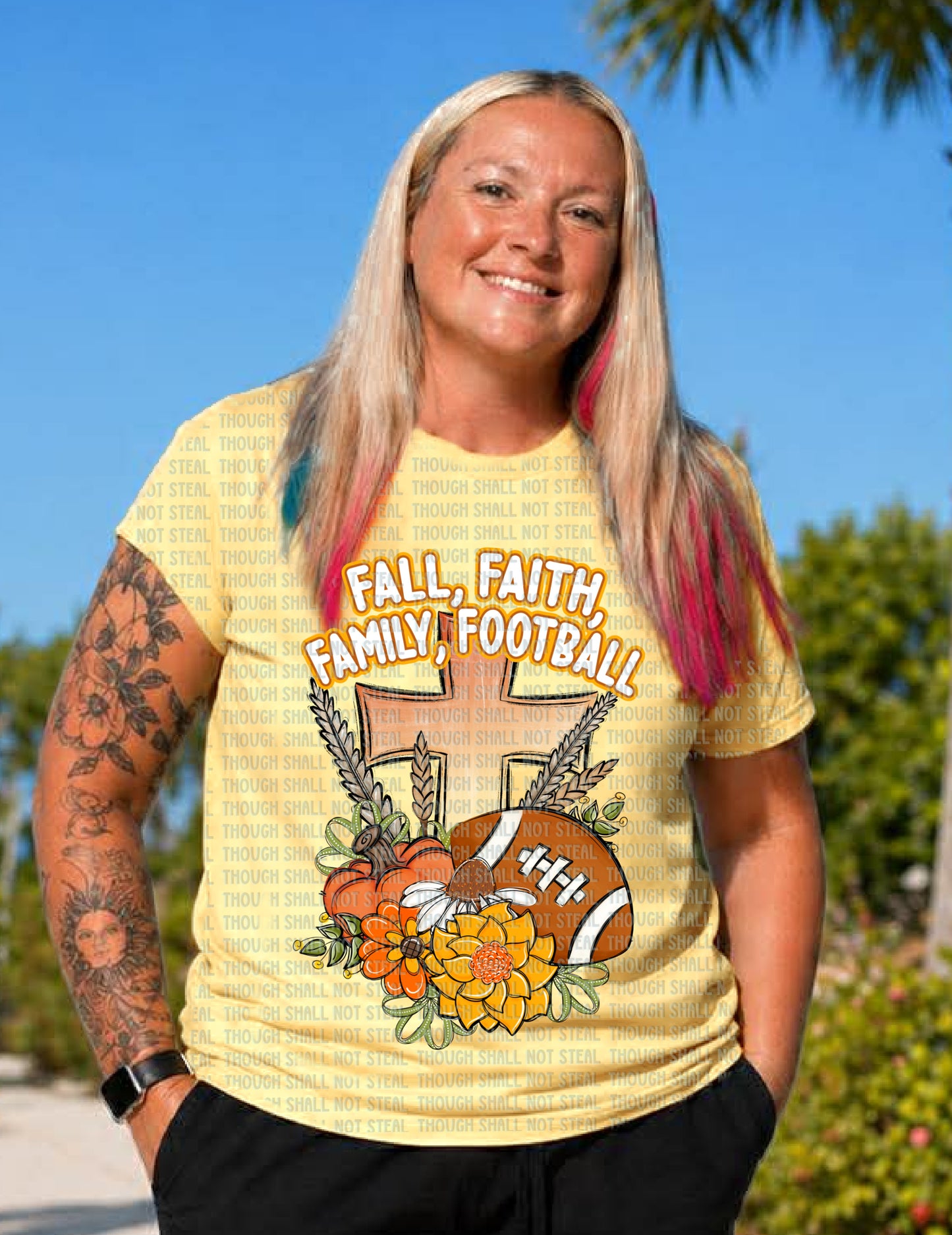 I-117 Fall, Faith, Family, Football tee