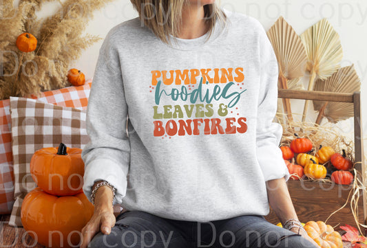 I-23 Pumpkins hoodies leaves and bonfires fall Completed Tee