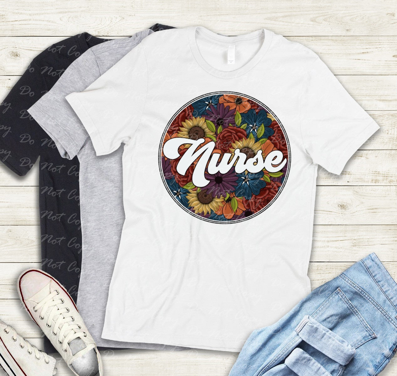 K-17 Nurse floral circle Tee