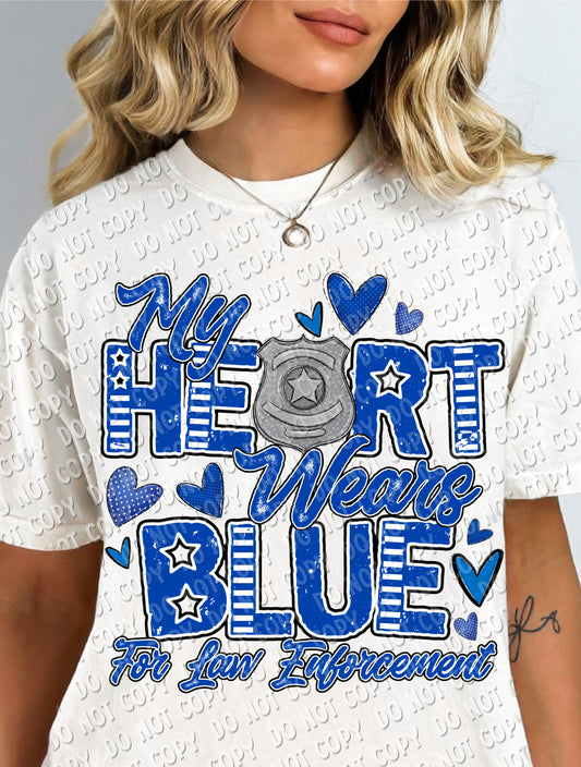K-34 My Heart Wears Blue For Law Enforcement Tee