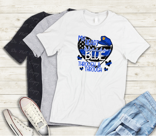 K-49 My Heart Bleeds Blue tee