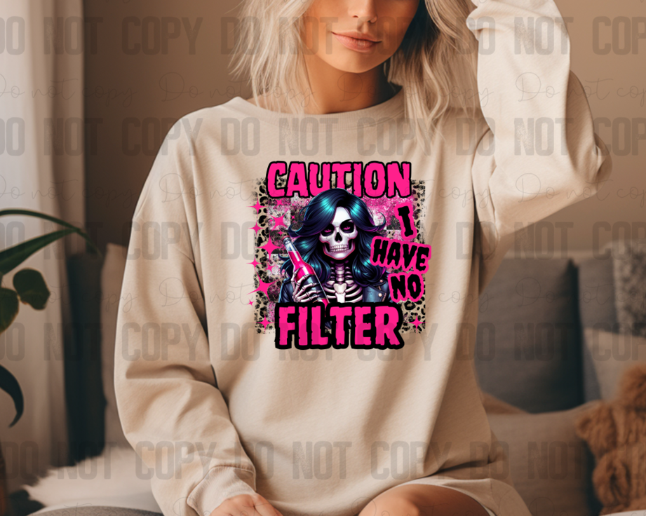 L-104 Caution I Have No Filter Pink Tee