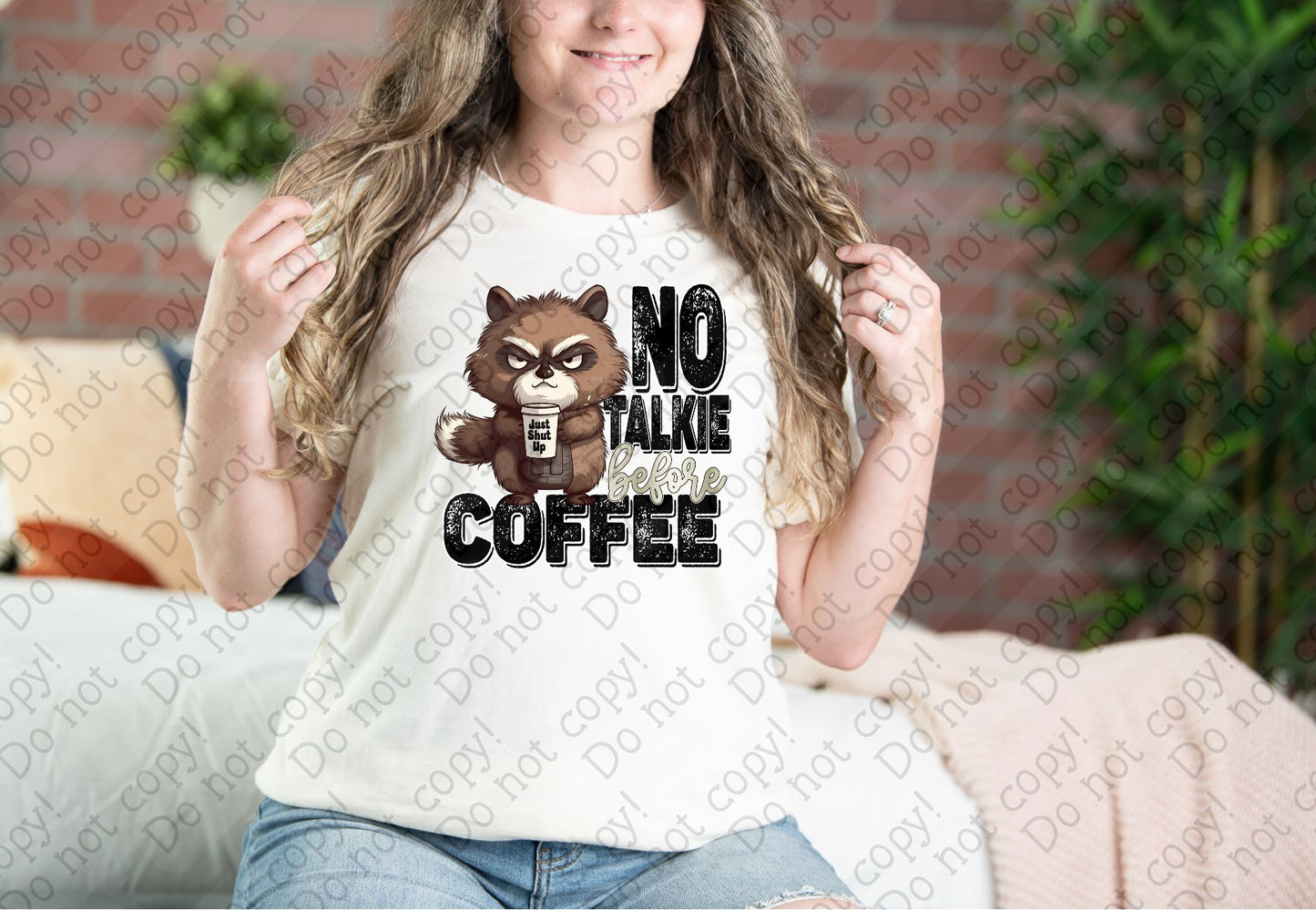 L-297 No Talkie Before Coffee tee