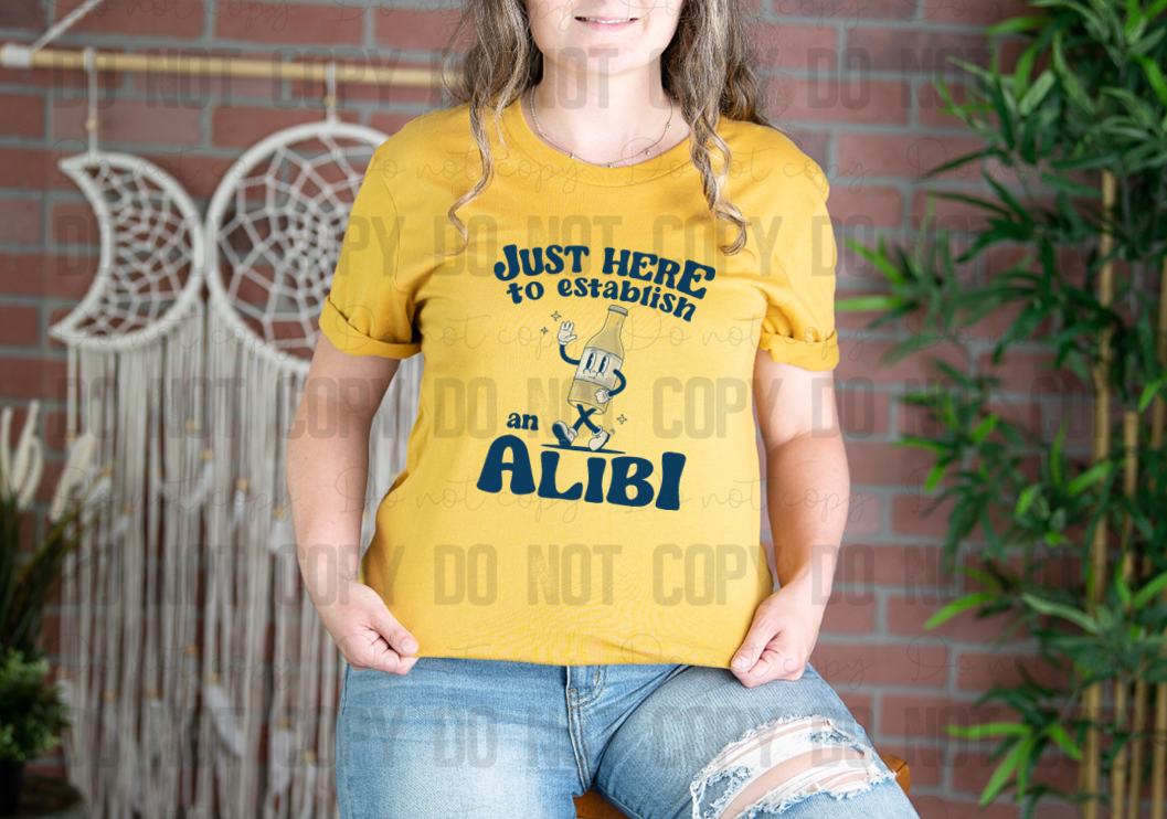 L-33 Just Here To Establish An Alibi Blue Completed Tee