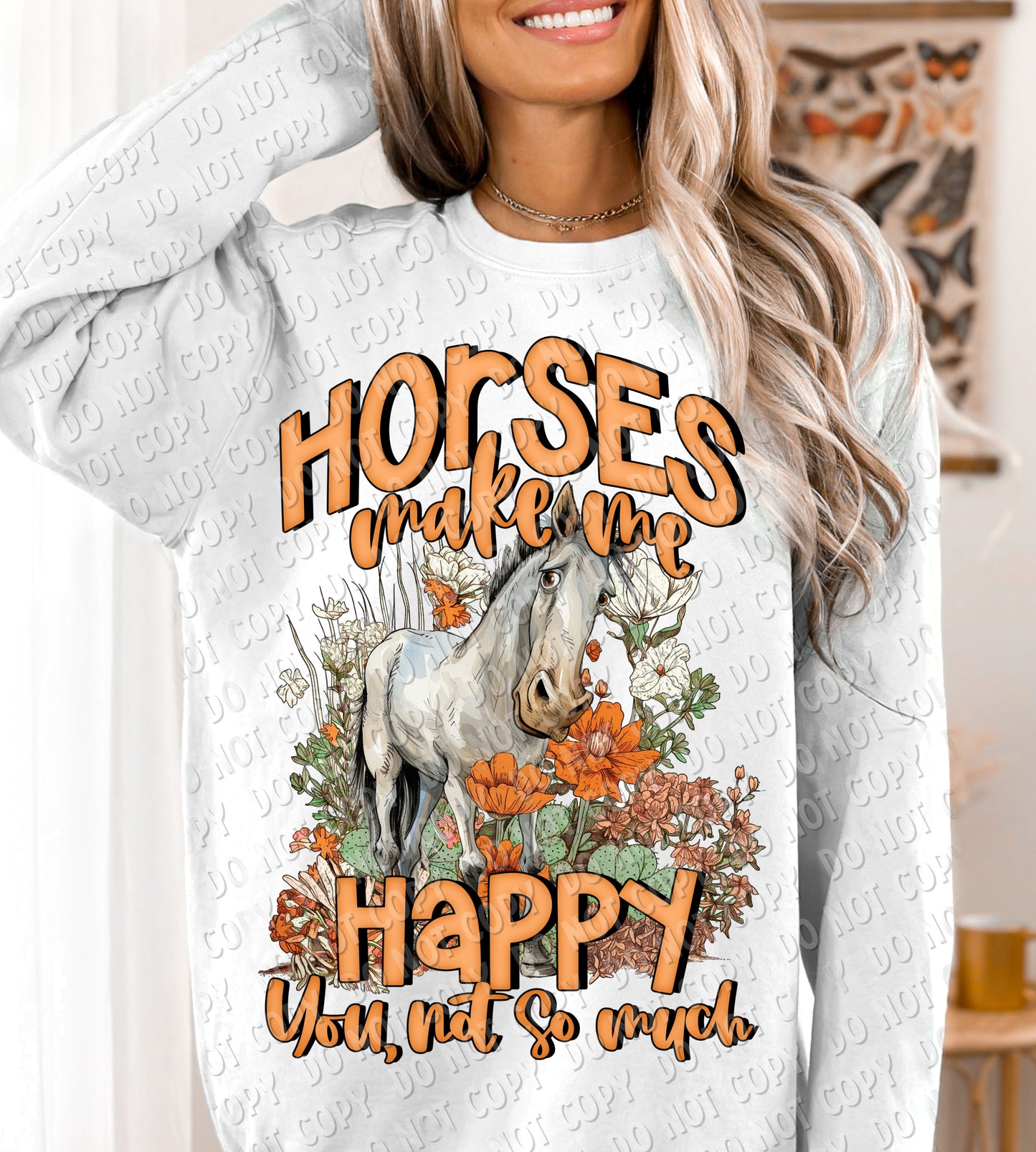 L-59 HORSES MAKE ME HAPPY YOU NOT SO MUCH Completed Tee