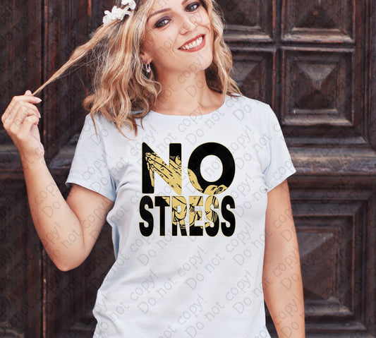 O-102 No Stress Praying Hands tee