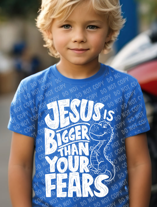 O-49 Jesus is Bigger than your fears - White completed tee