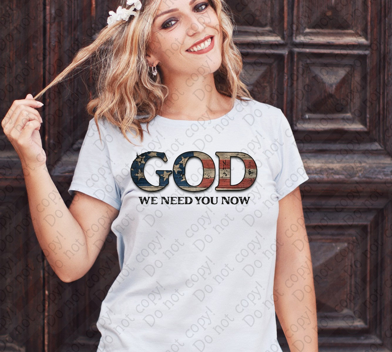 O-97 God We Need You Now Red White and Blue tee