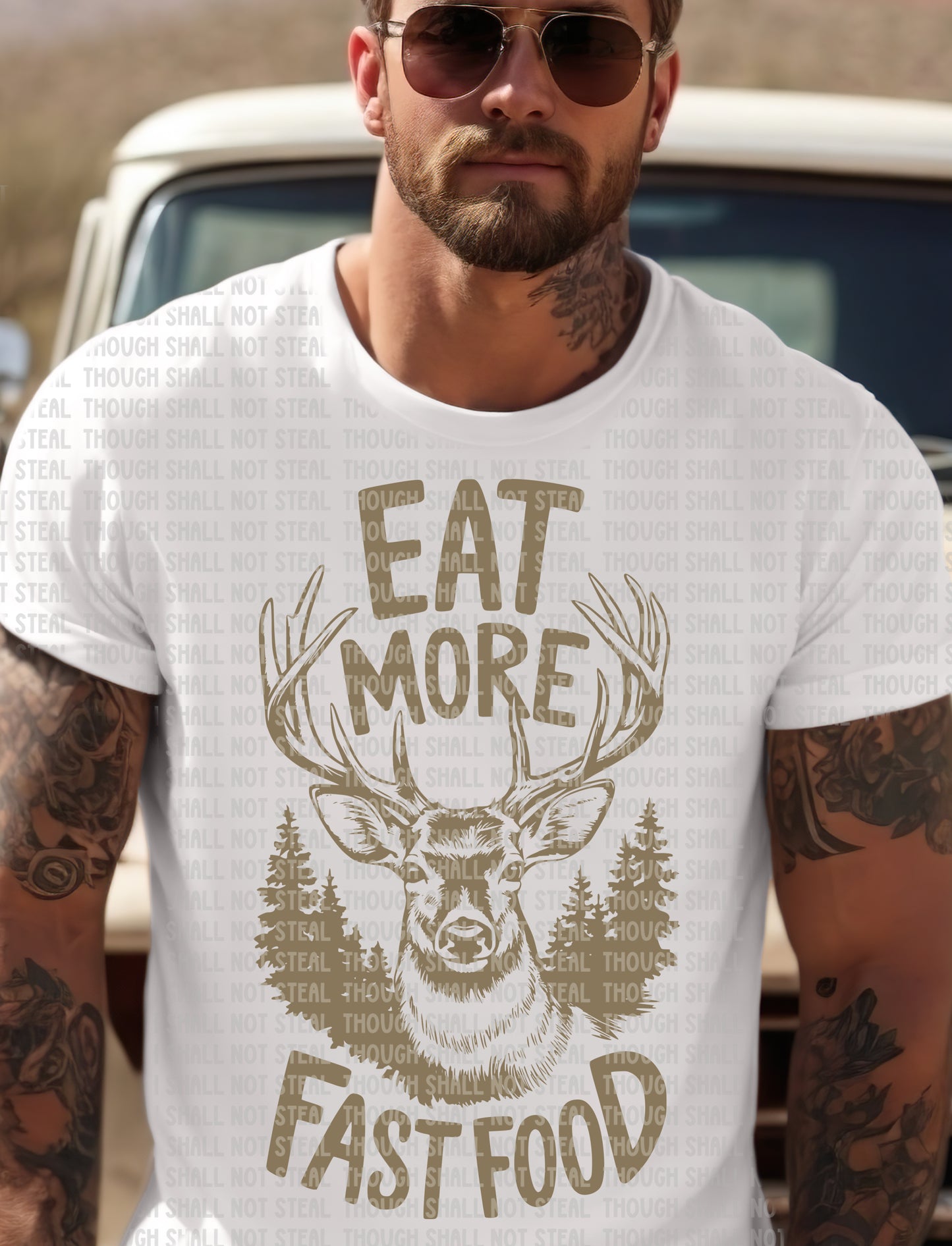 T-27 Eat More Fast Food - Brown Tee