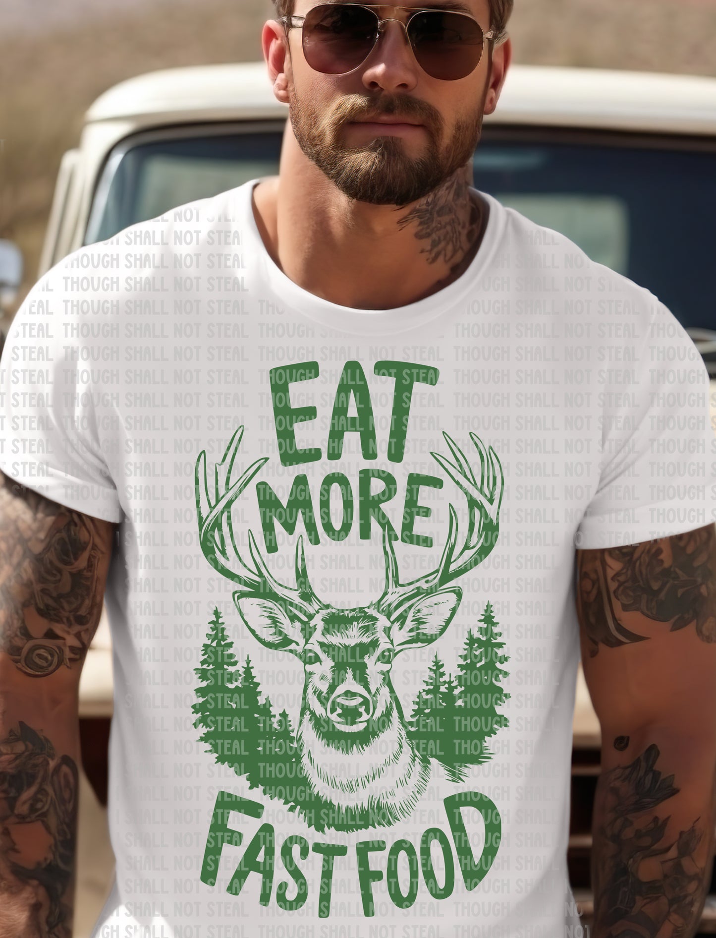 T-28 Eat More Fast Food - Green Tee