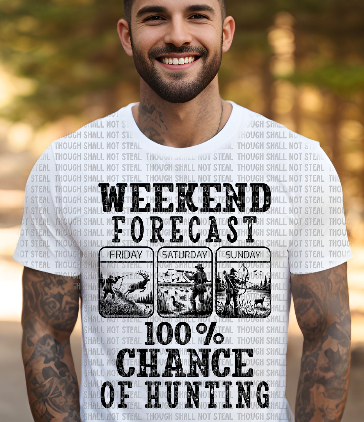 T-36 Weekend Forecast - 100% Chance of Hunting Black Tee