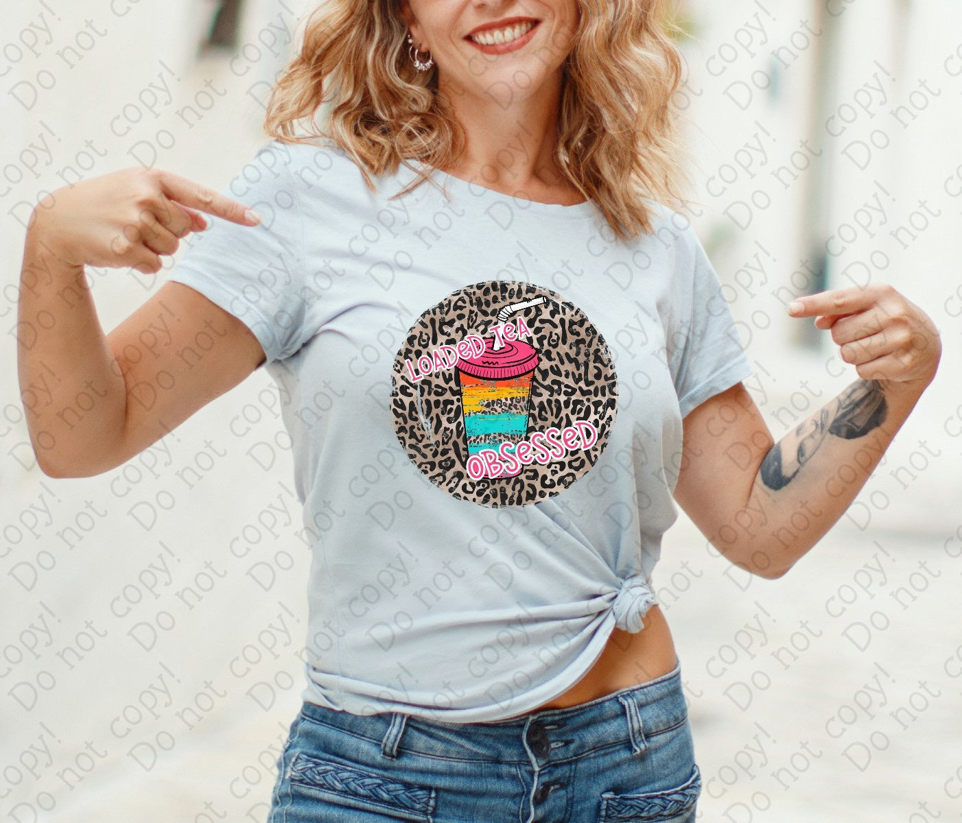 U-107 Loaded Tea Obsessed Cheetah Print tee