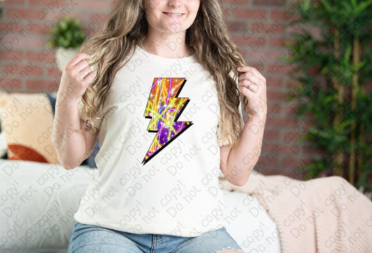 U-123 Lightning Bolt Neon Colors tee