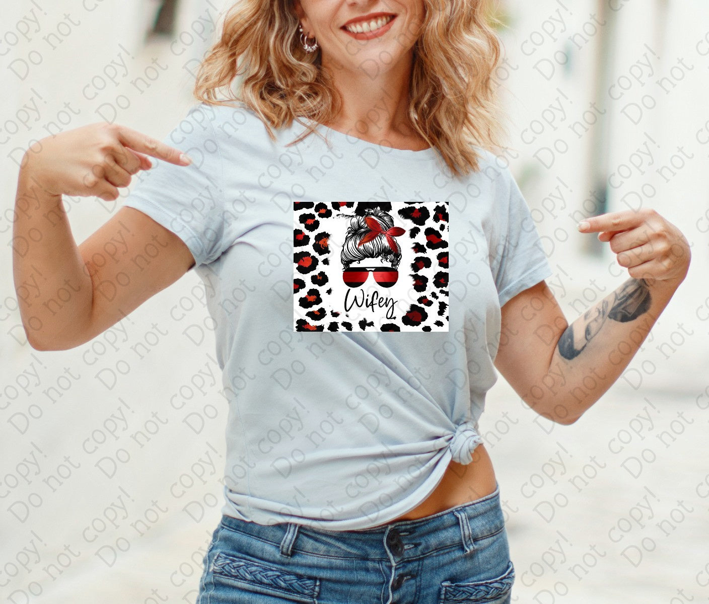 U-99 Wifey Red and Black Cheetah tee