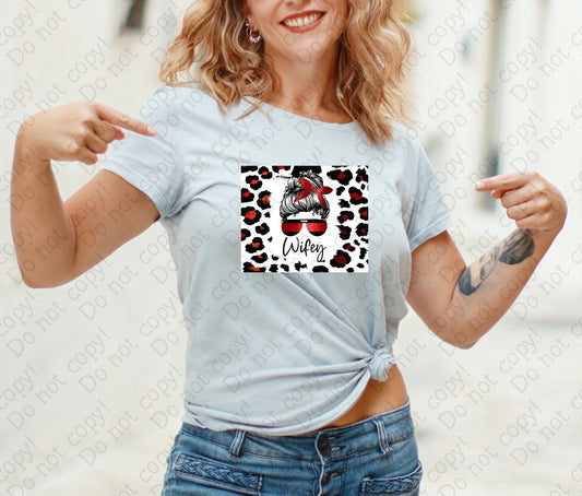 U-99 Wifey Red and Black Cheetah tee