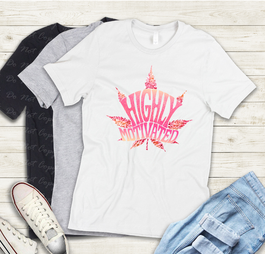 W-16 C Pink Faux Foil - Highly Motivated tee