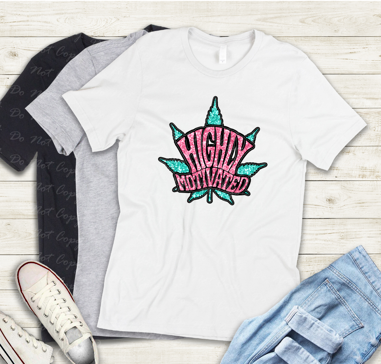 W-16 D Faux Sparkle - Highly Motivated tee