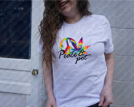 W-28 Peace and Pot Tie Dye tee