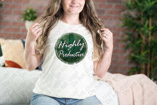 W-34 Highly Productive with Pot Flower tee