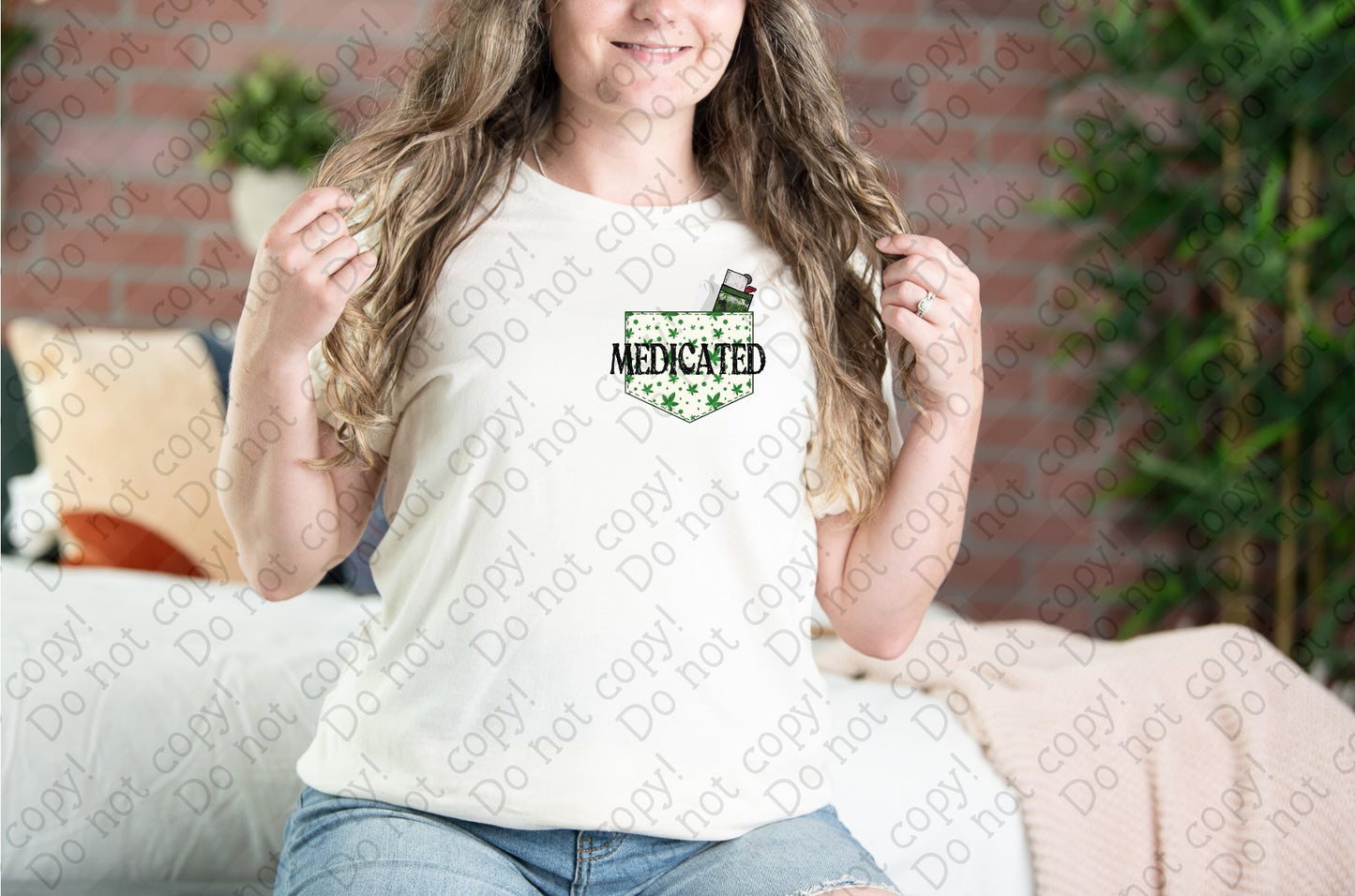W-42 Medicated with Buds and Lighter in Pocket 1 tee