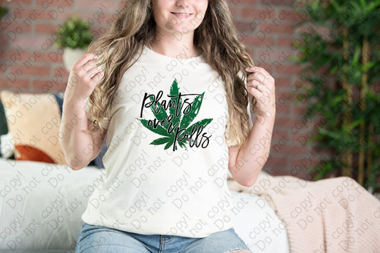 W-44 Plants over Pills Pot Leaf tee