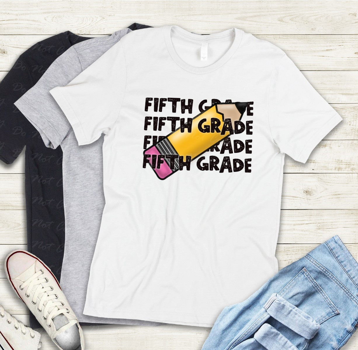08-07 (Choose GRADE-TEACHER) Block Letter Stack Tee